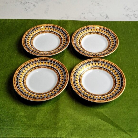 Art Deco 8-Pc Gold Grey Demitasse Cup & Saucer Set - Picture 5 of 11